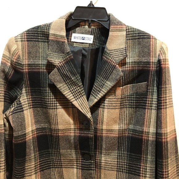 VTG White Stag Womens 1X  Brown Plaid 3 Button Front Blazer Jacket Academia - Picture 5 of 10